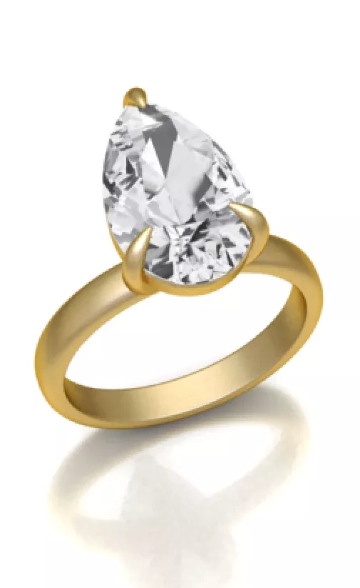 Solitaire Pear Cut Diamond Engagement Ring Free 3D print model