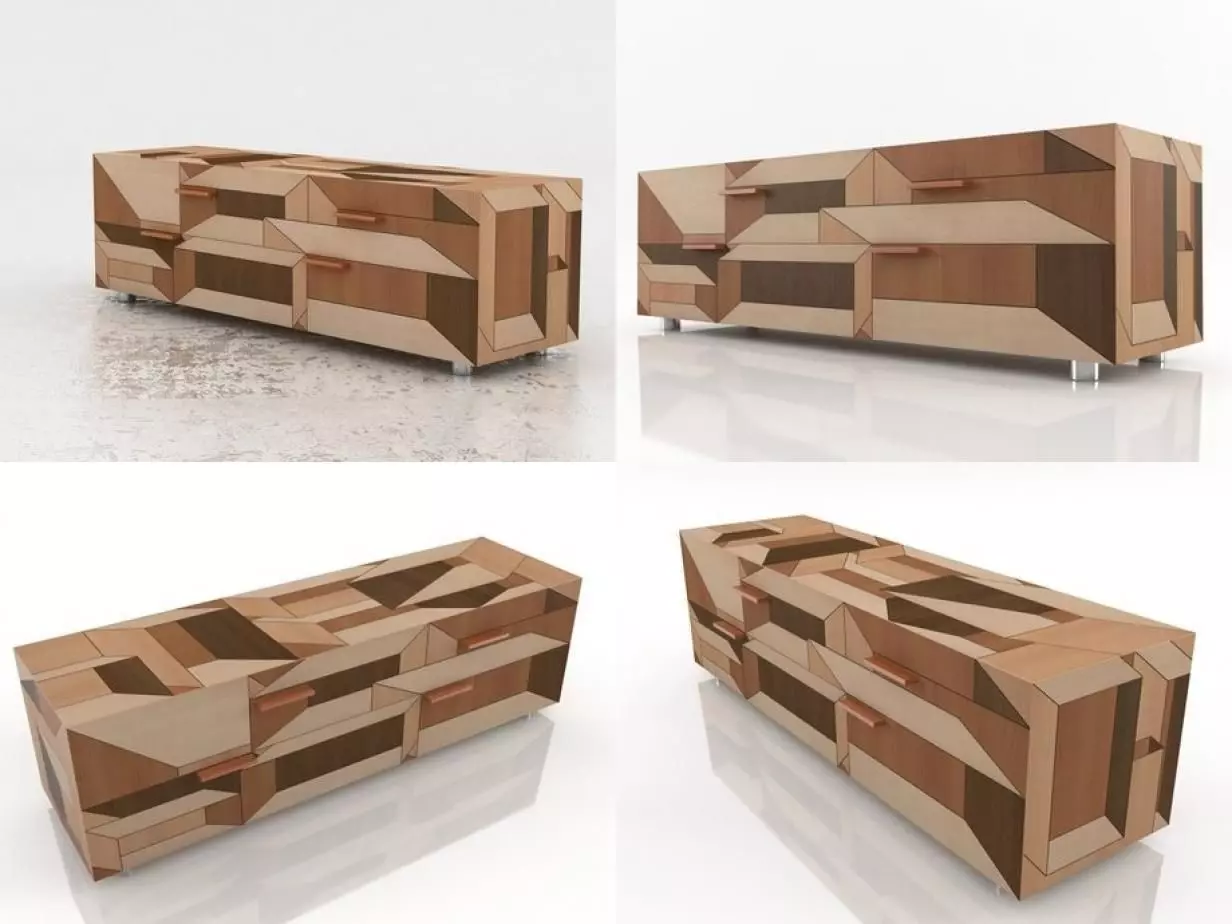 Inlay four furniture made from wood 3D model_0