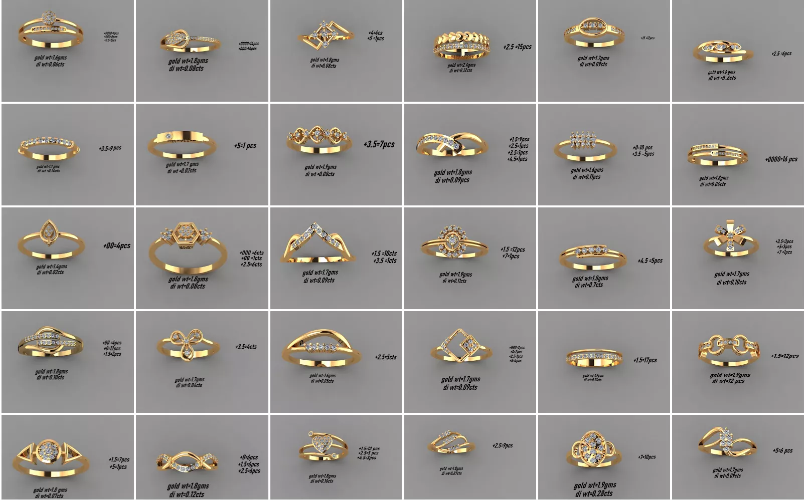 100 Light Weight Stone Rings 3Dm Collection 3D print model