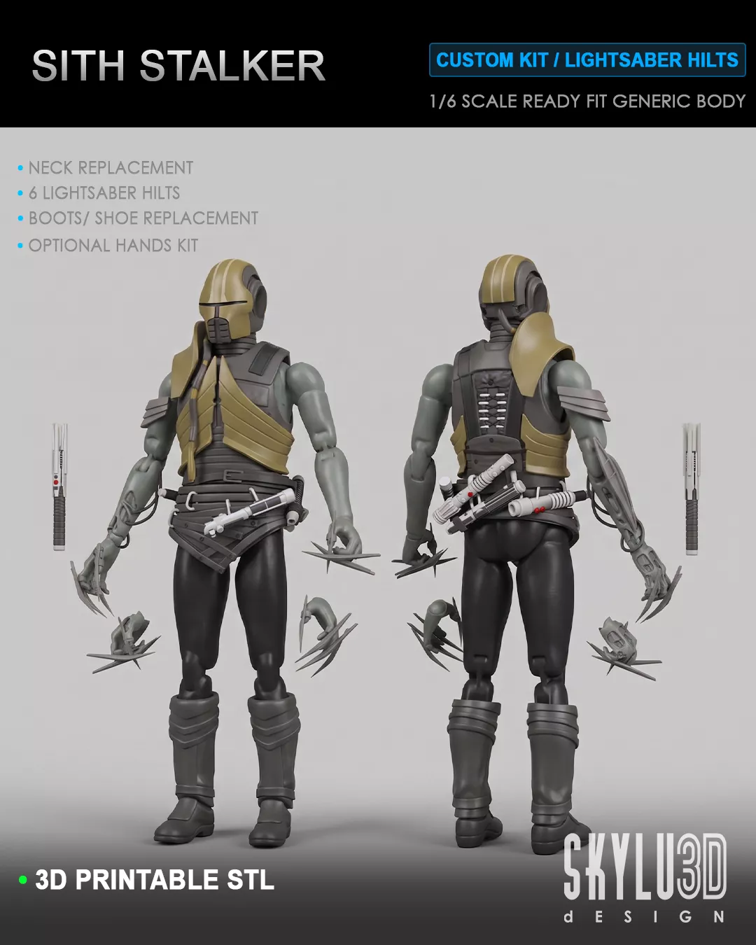 Sith Stalker One6 Scale Custom STL 3D print model