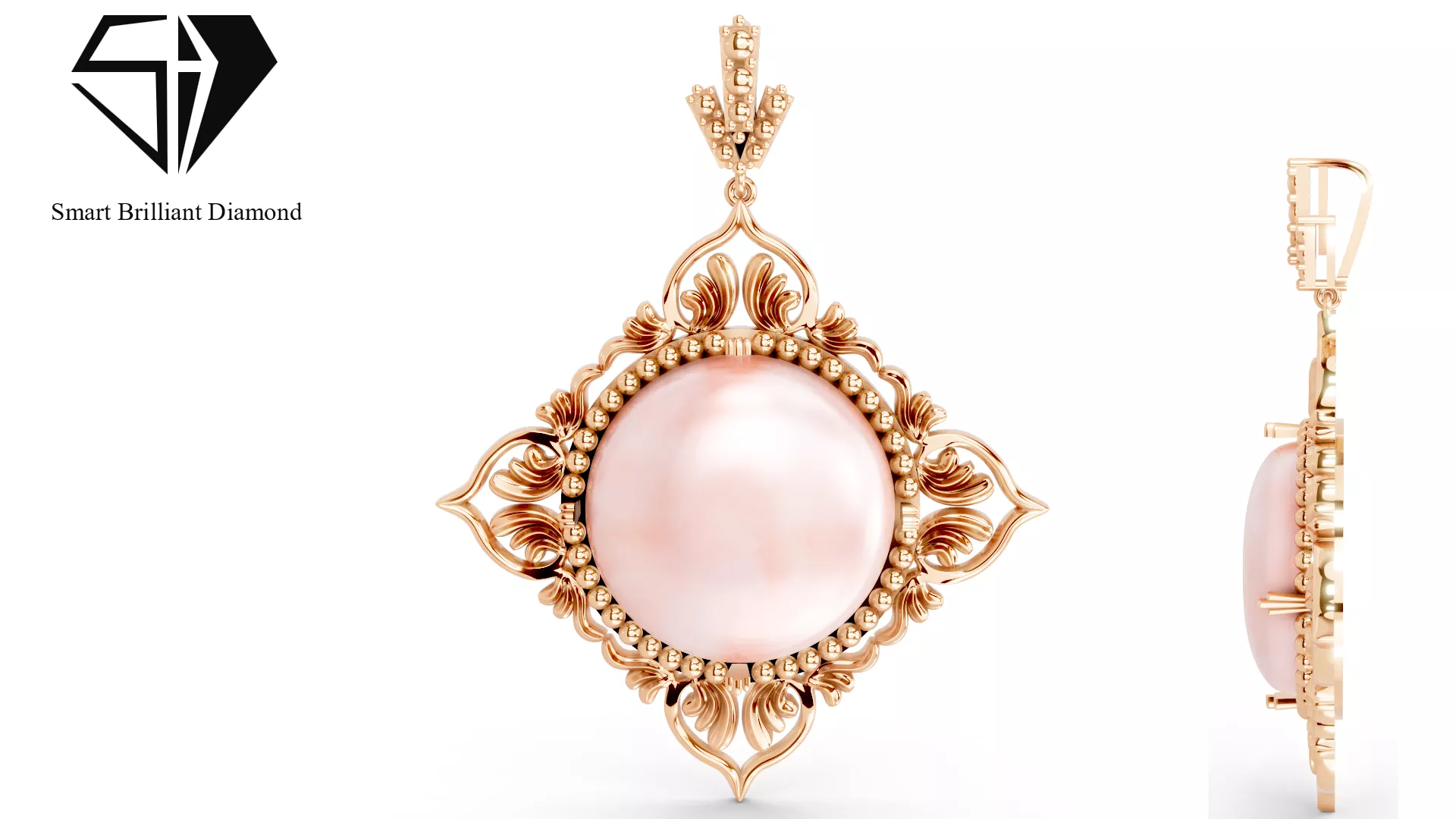 Imperial Rose Pearl Pendant 3d model jewelry gp0523 3D print model