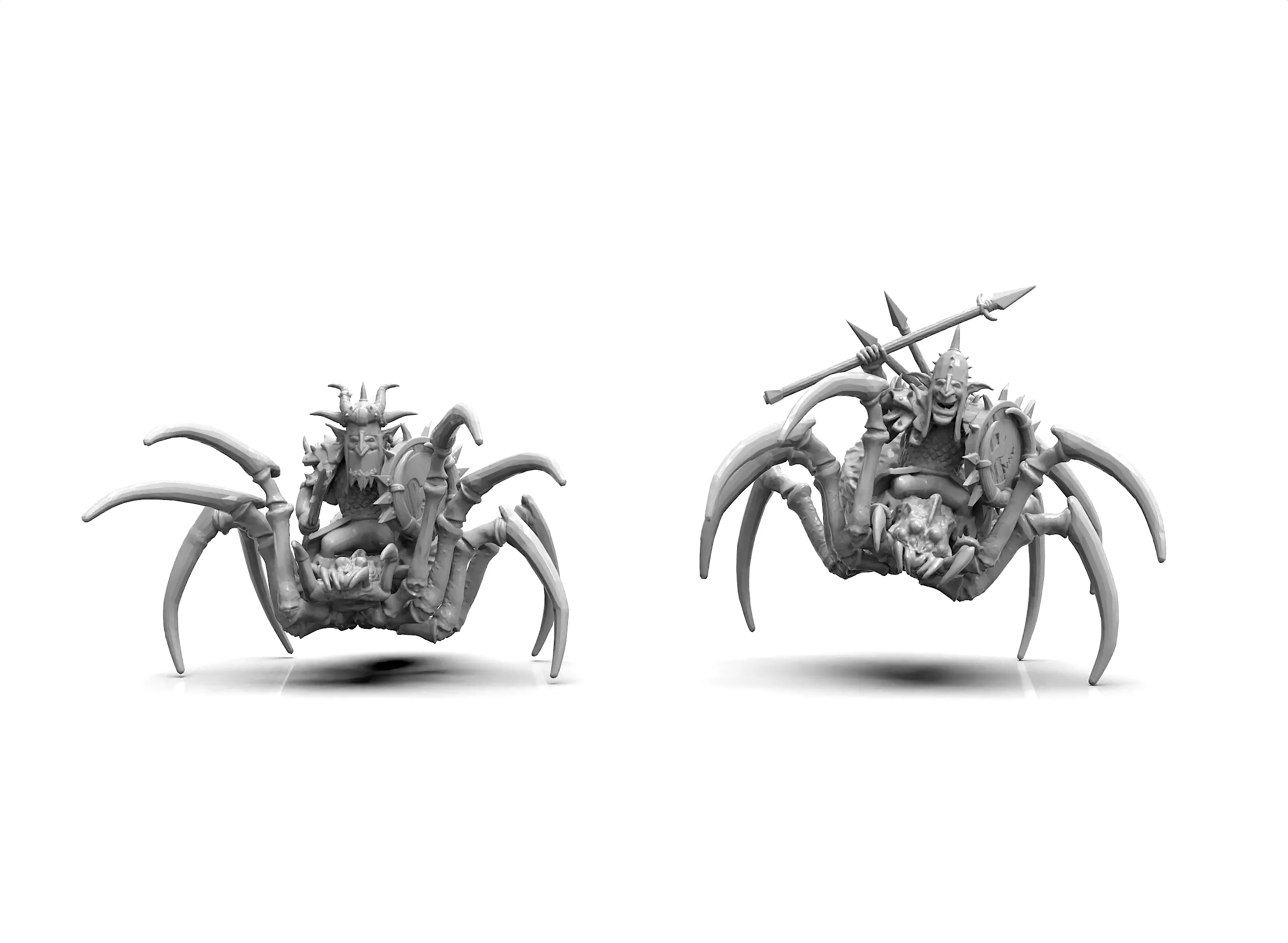 Goblin Spider Riders 2x1 Fantasy Creature Mounts 3D Printable 3D print model