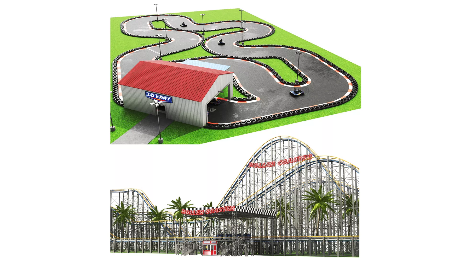 Two Detailed Theme Park Games 3D model