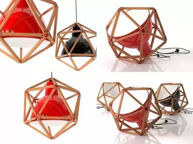 Block 2 lamps made from wood and metal