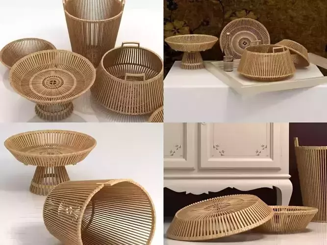 Baskets rattan and bowls