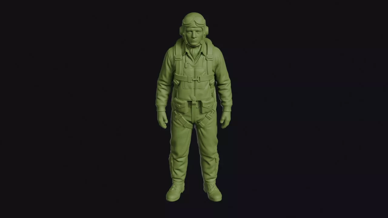 US Fighter Pilot Standing with Life Vest 3D print model