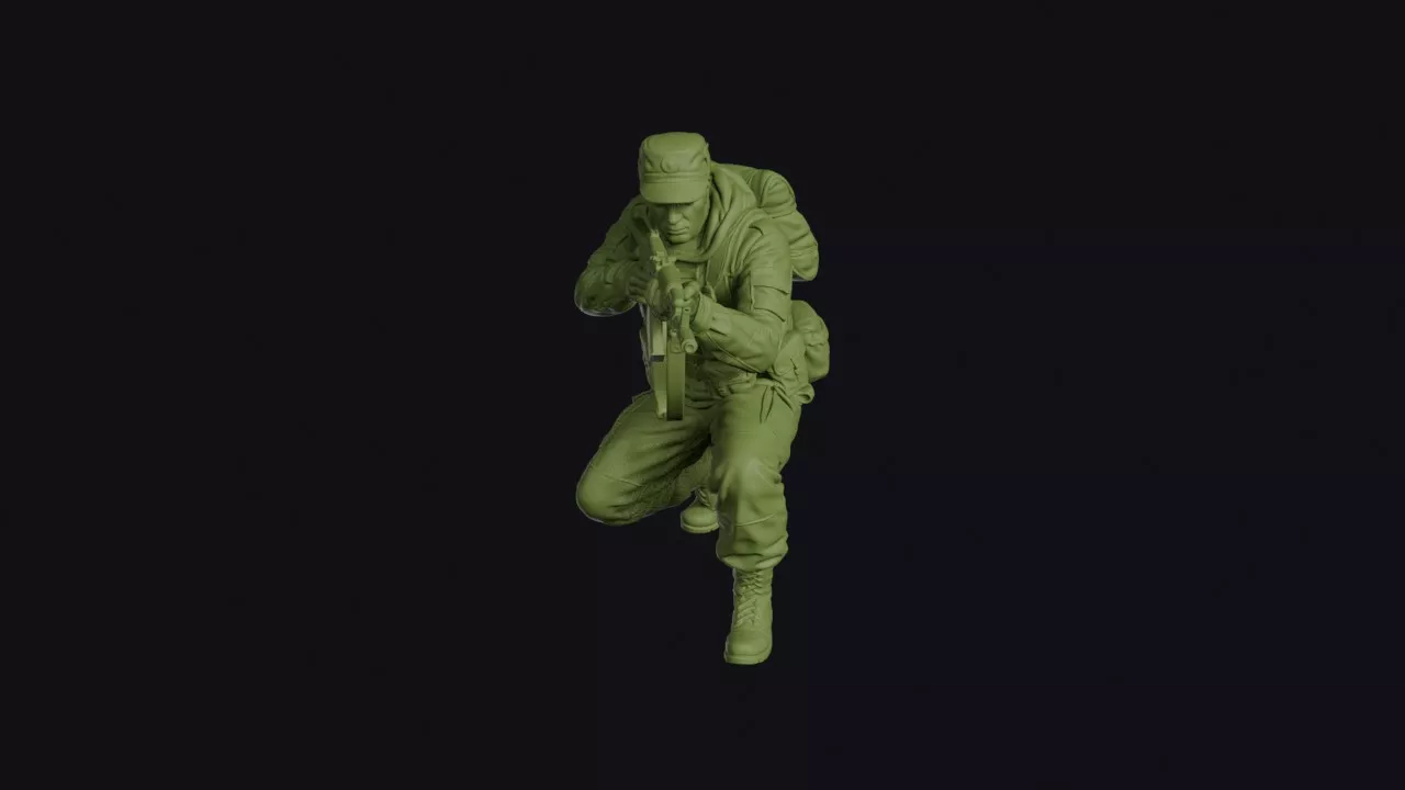 Soviet Spetsnaz Scout Crouched with a Folding-Stock AK 3D print model