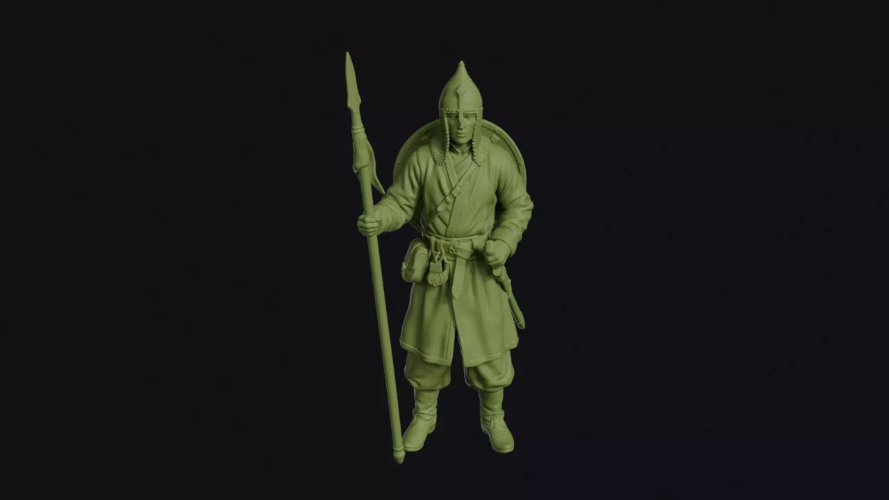 Sogdian Guardsman at Rest with Upright Spear 3D print model