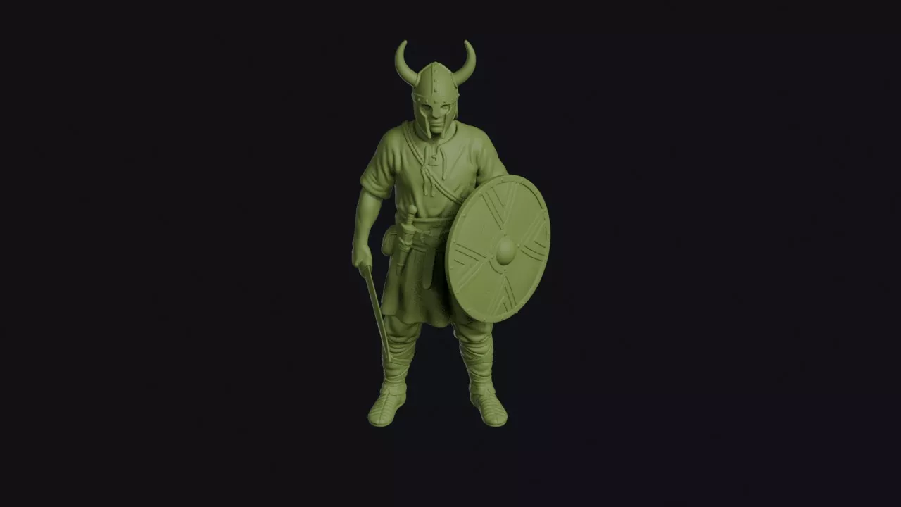 Sardinian Nuragic Warrior on Guard with Horned Helmet 3D print model