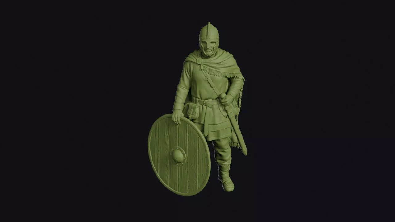 Roman Foederatus Warrior at Ease with Round Shield and Spatha 3D print model