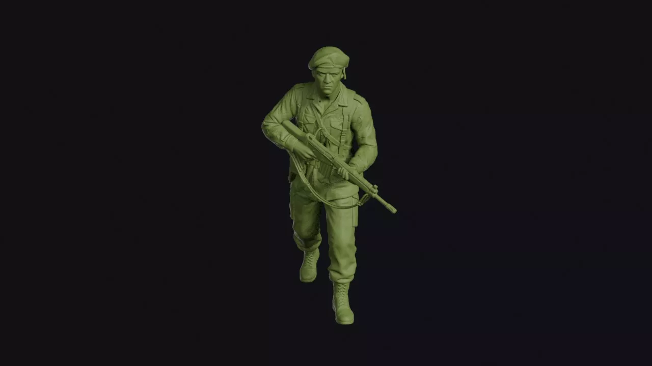 Portuguese Colonial Paratrooper Advancing in Camouflage Smock 3D print model