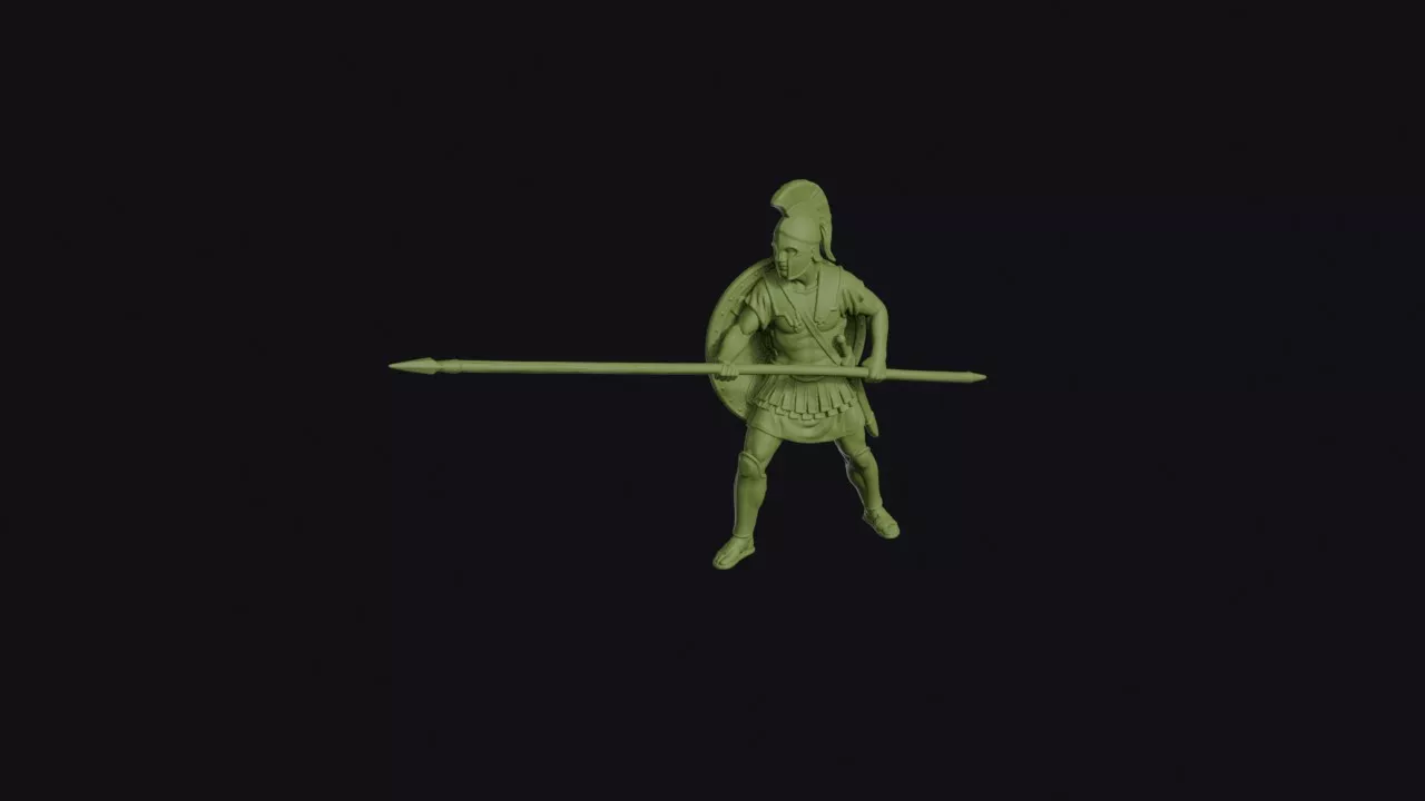 Pontic Bronze-Shield Pikeman Braced with a Levelled Pike 3D print model