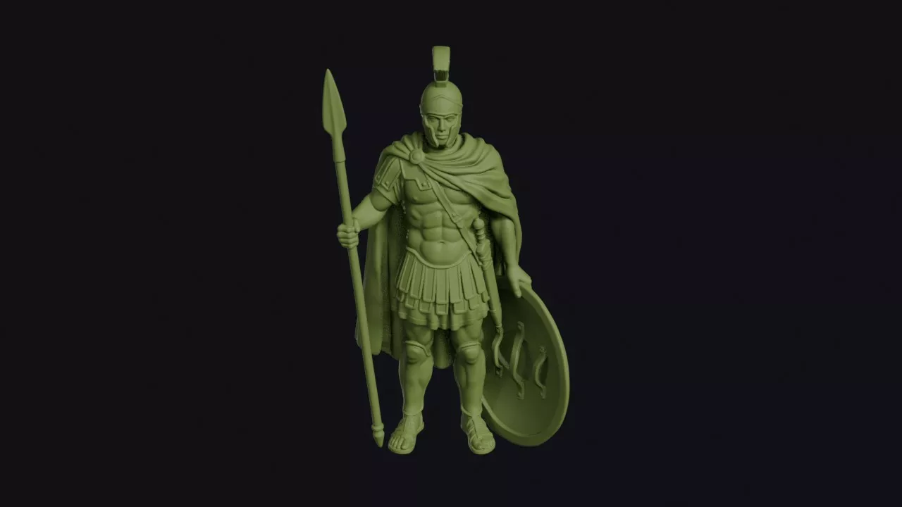 Pergamene Officer at Attention with Round Shield 3D print model