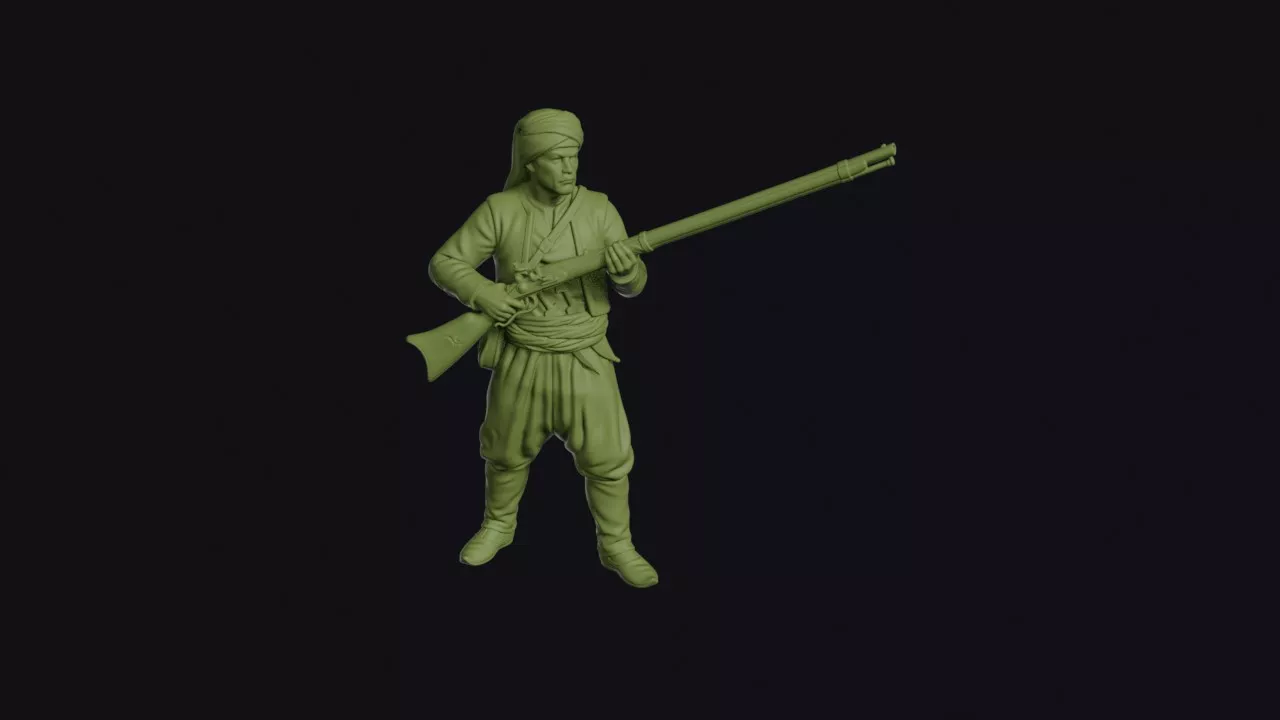 Ottoman Levend Irregular Standing with a Long Jezail and Daggers 3D print model