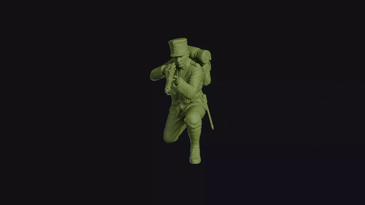 Norwegian 1940 Infantryman Kneeling to Fire a Krag Rifle 3D print model
