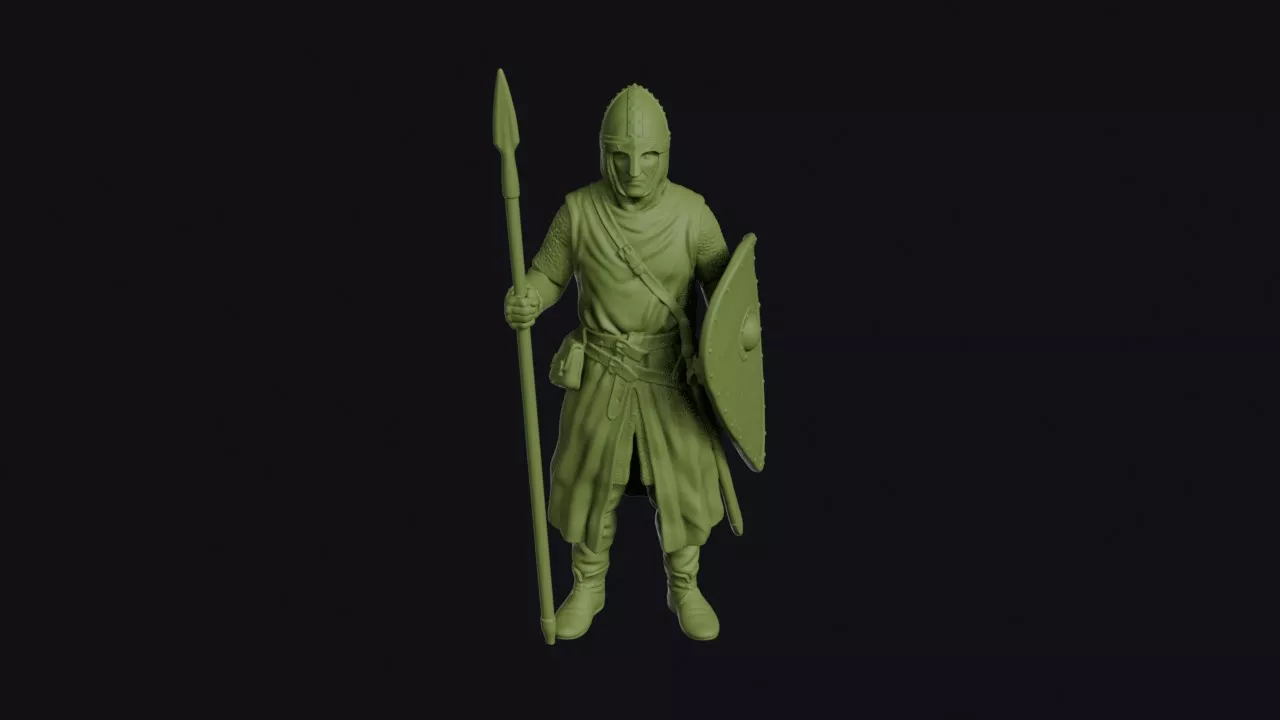 Norman-Sicilian Guardsman at Attention with Kite Shield 3D print model