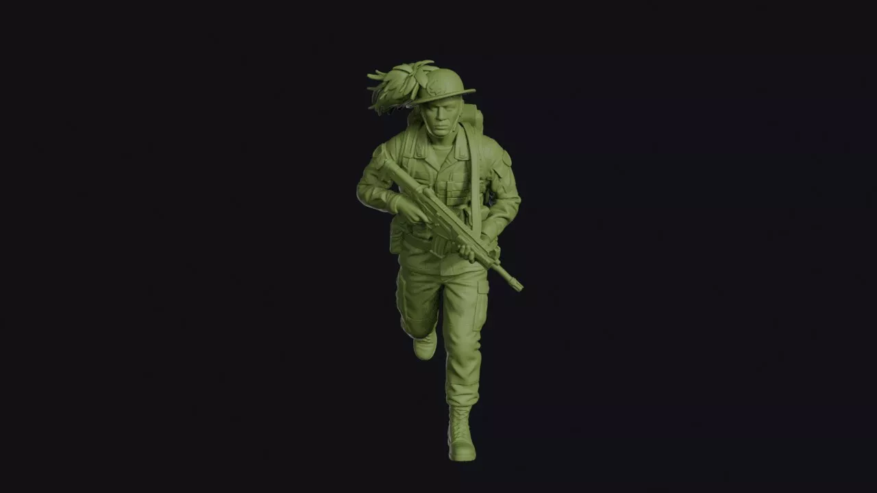 Modern Italian Bersagliere Jogging in Step with a Feather Plume 3D print model