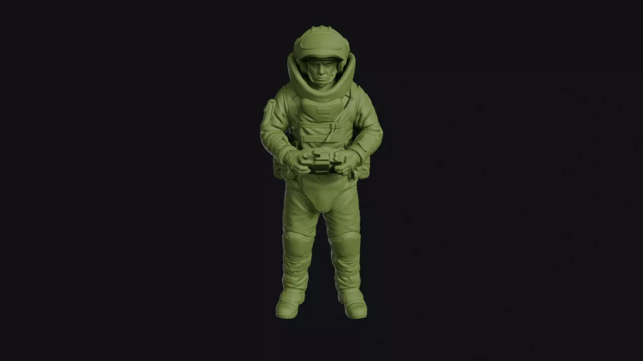 Modern EOD Technician in a Heavy Bomb Suit with Raised Visor 3D print model
