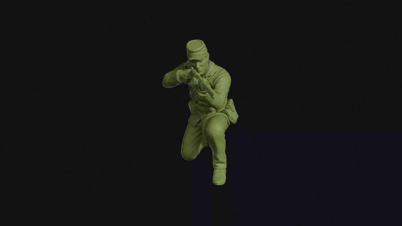 Metis Sharpshooter Kneeling with a Lever-Action Rifle 3D print model