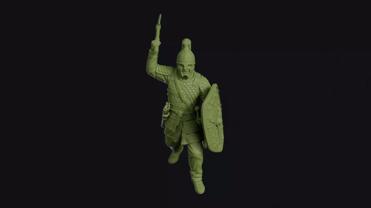 Massagetae Warrior with a Raised Bronze Battle Axe 3D print model