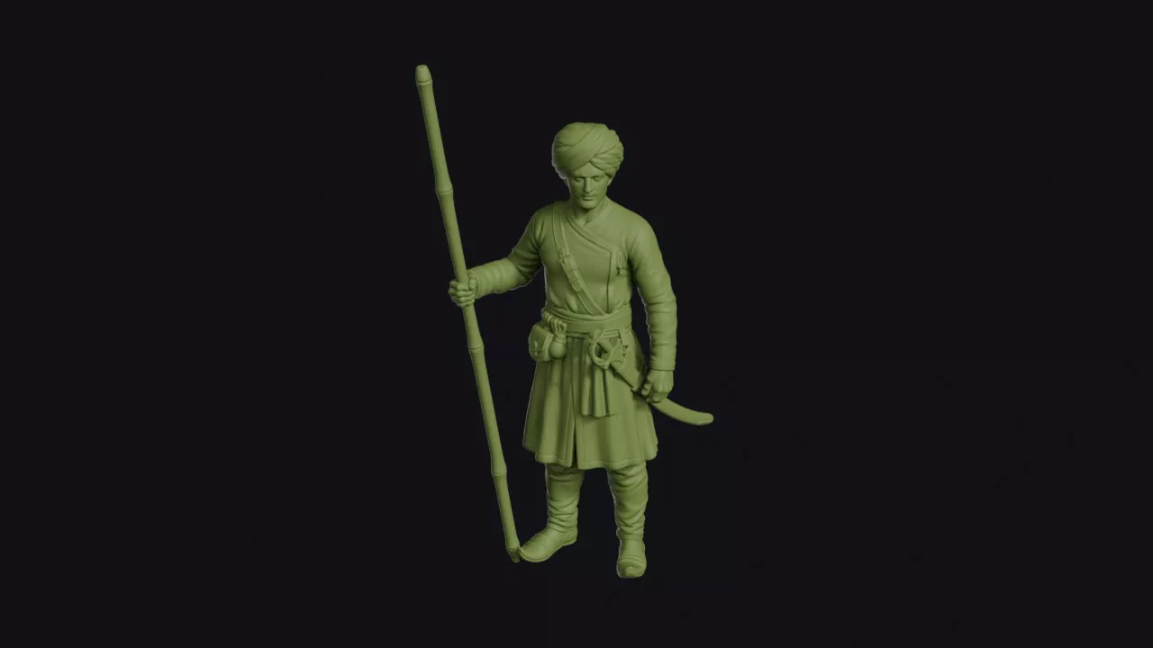 Maratha Light Horseman Dismounted with a Bamboo Lance 3D print model