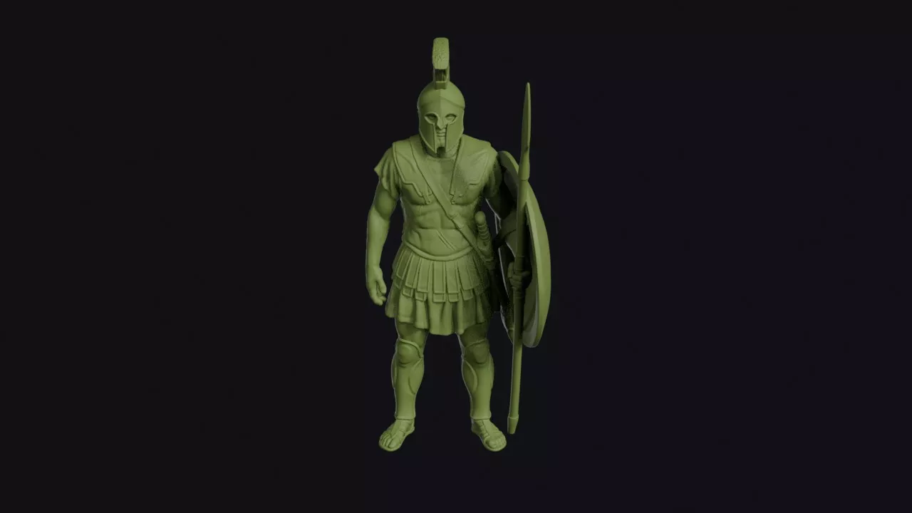 Lydian Hoplite at Rest with Round Shield and Bronze Greaves 3D print model