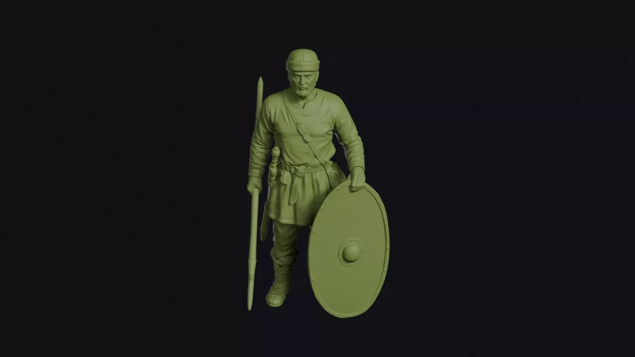 Late Roman Limitaneus at Rest with Grounded Spear 3D print model