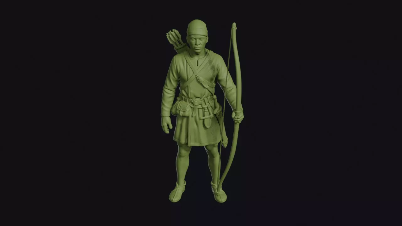 Kushite Archer of Napata at Rest with a Grounded Longbow 3D print model
