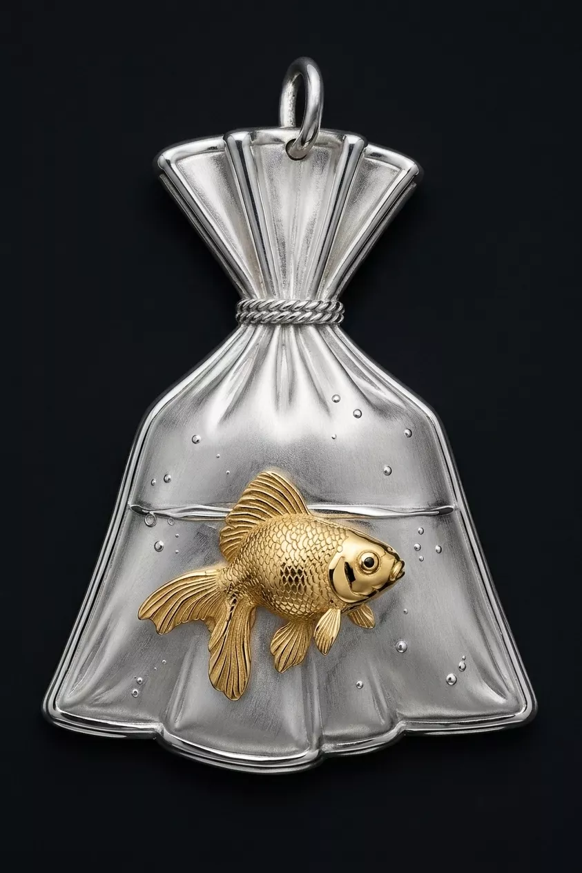 Goldfish in Glass Bag Pendant 3D print model