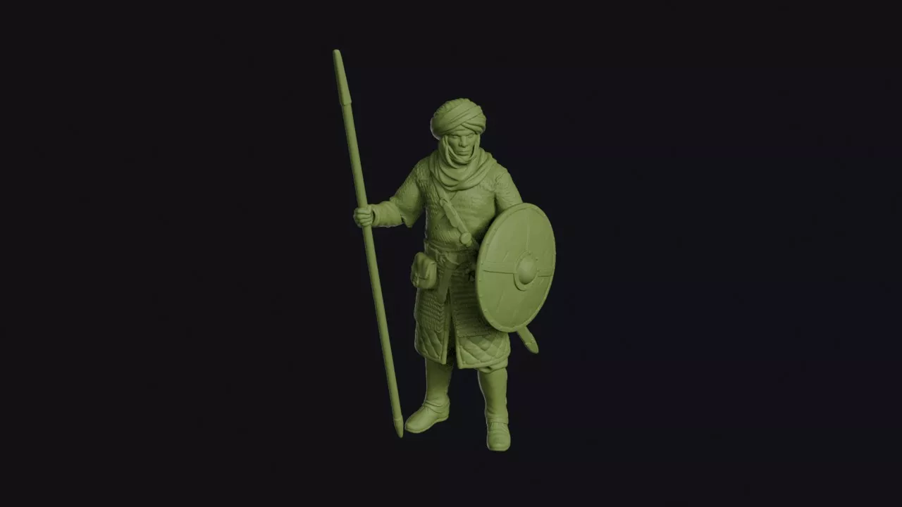 Kanem-Bornu Lancer Dismounted in Chainmail with a Long Lance 3D print model