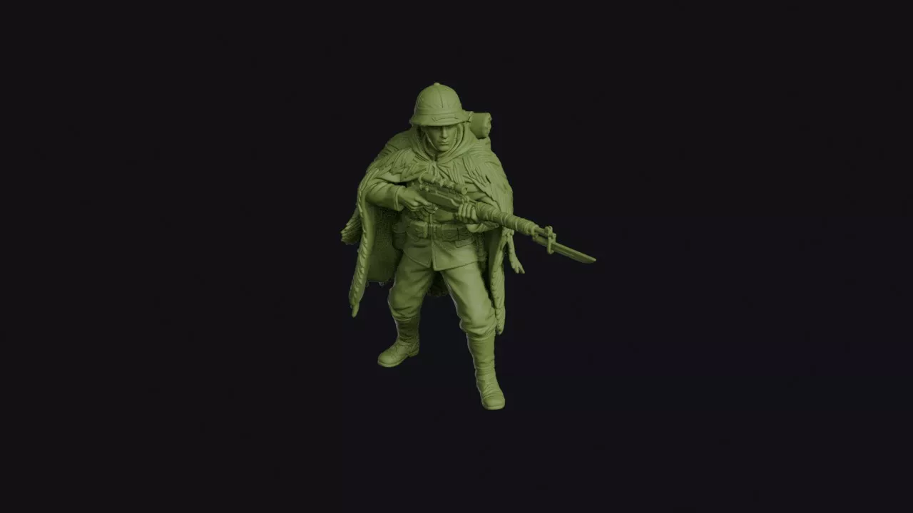 Japanese Sniper Draped in a Palm-Fibre Camouflage Cape 3D print model