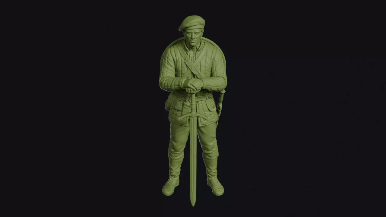 Irish Redshank Mercenary at Rest with a Two-Handed Claymore 3D print model
