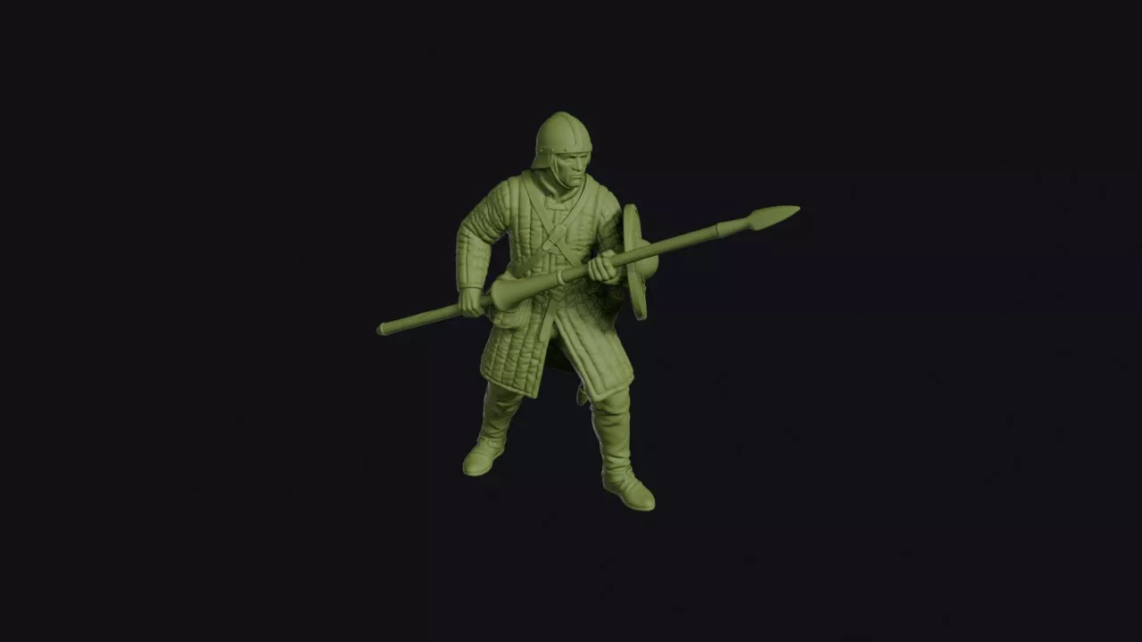 Irish Hobelar Dismounted with Light Lance and Quilted Cotun 3D print model
