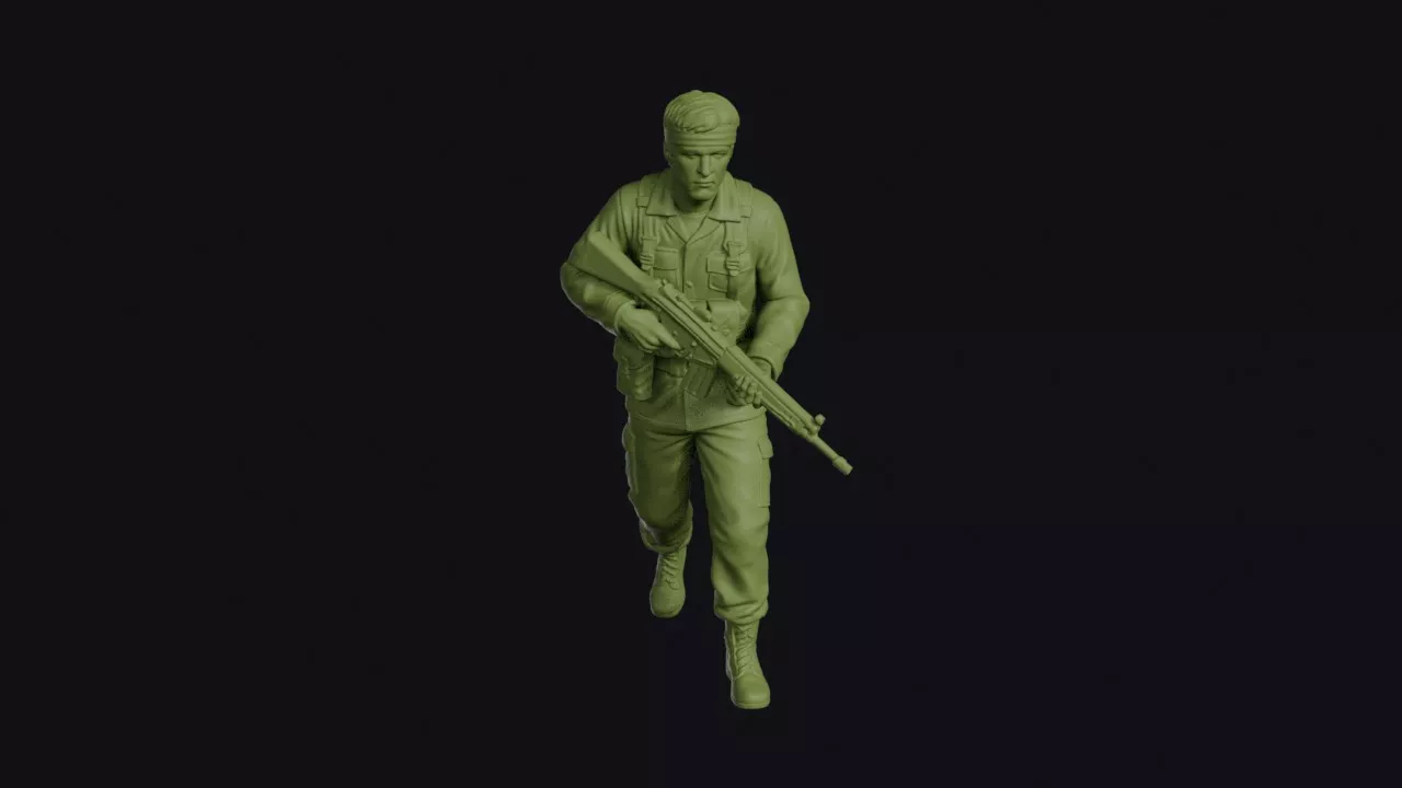 Iranian Revolutionary Guardsman Advancing with a G3 Rifle 3D print model