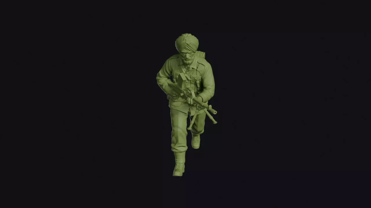 Indian Army Sikh Soldier Advancing with a Bren Gun at the Hip 3D print model