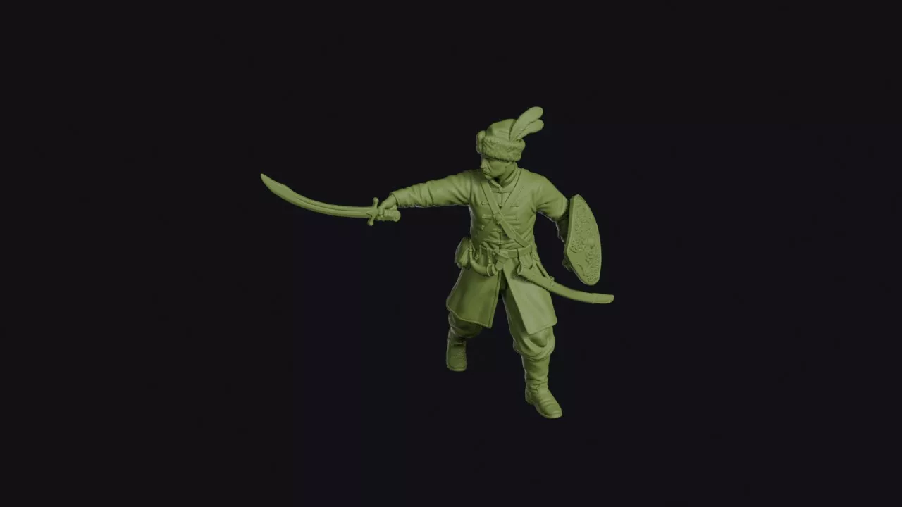 Hungarian Hajdu Infantryman Advancing with a Drawn Sabre 3D print model