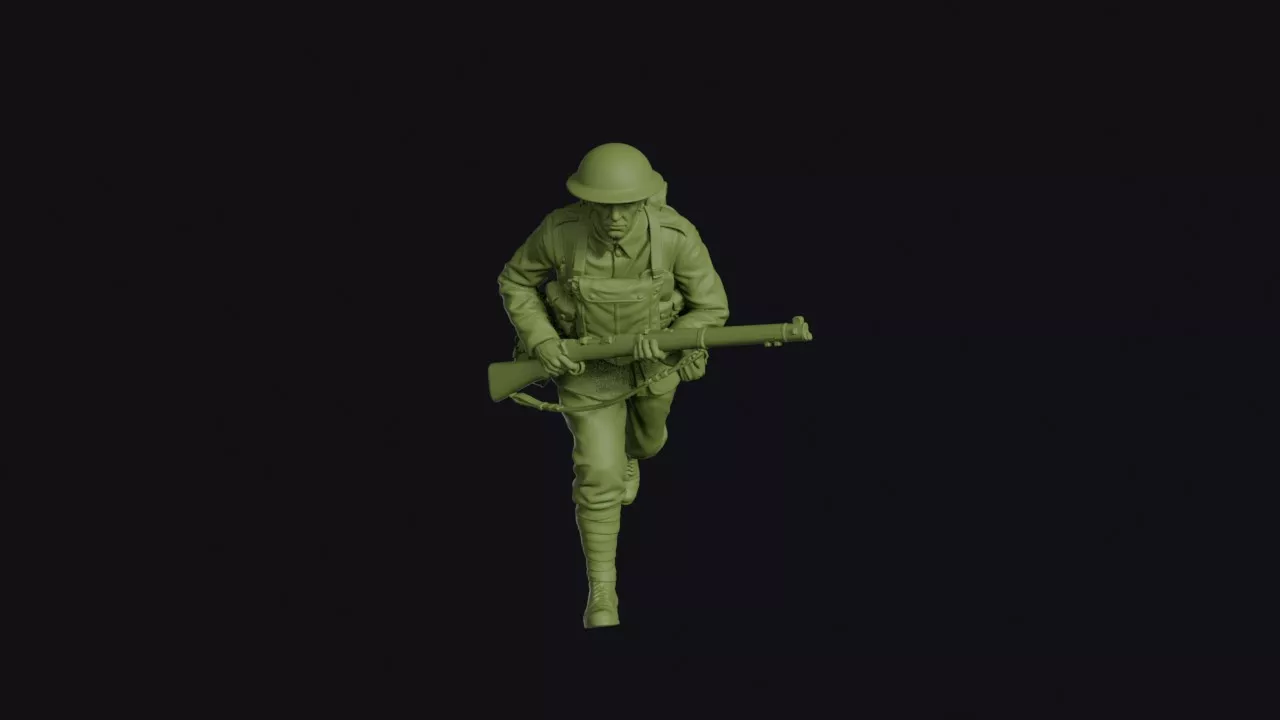 Great War Runner Sprinting with a Message Satchel 3D print model