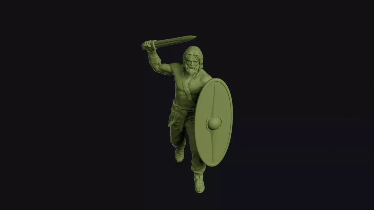 Galatian Warrior Charging Bare-Chested 3D print model