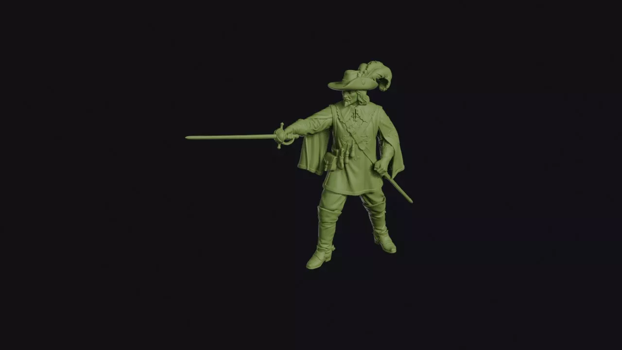 French Royal Musketeer on Guard with an Extended Rapier 3D print model