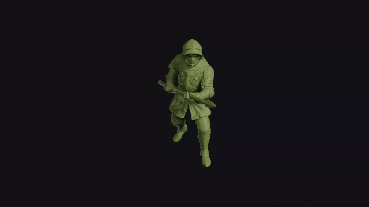 French Coustillier Advancing with a Short Lance Couched Low 3D print model