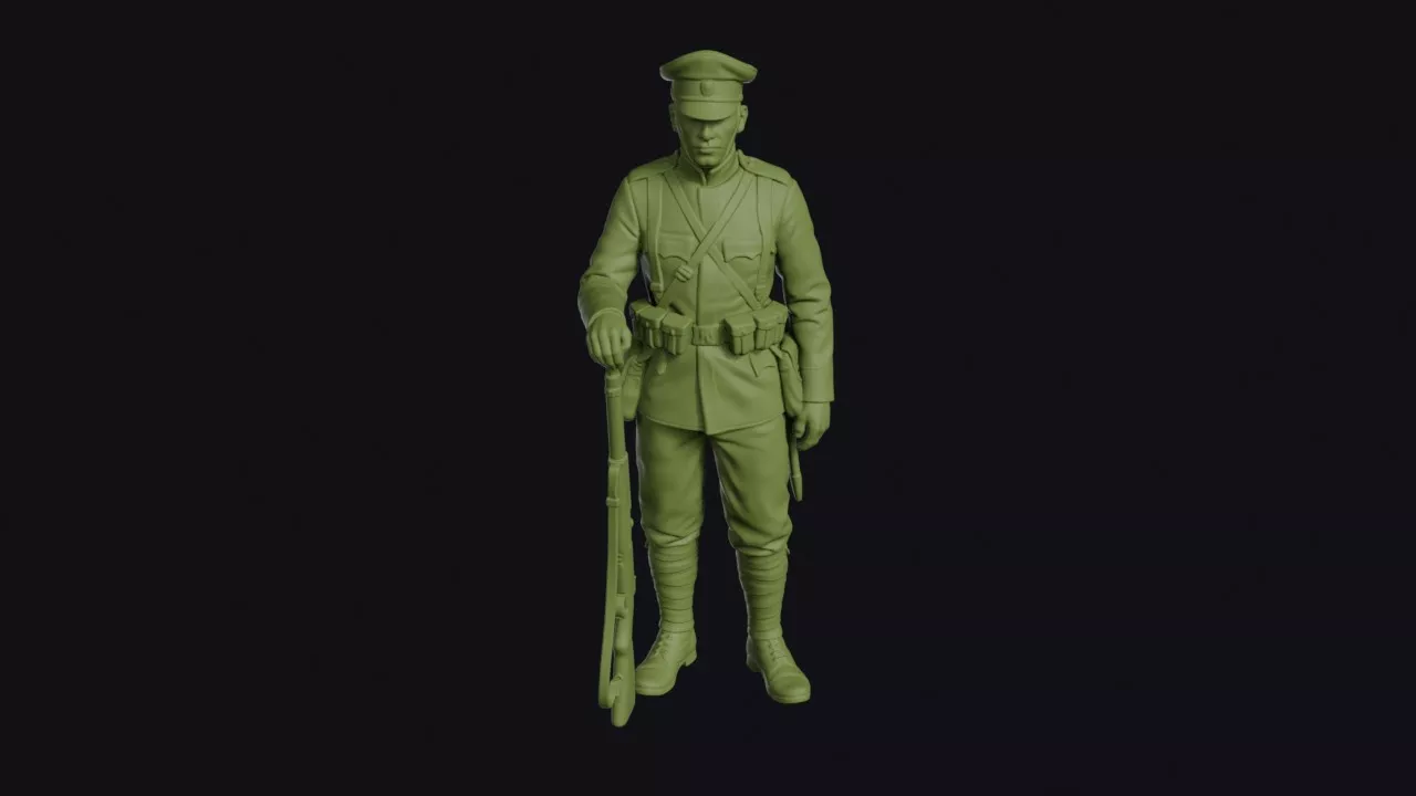 Bulgarian Great War Infantryman at Rest with a Peaked Cap 3D print model