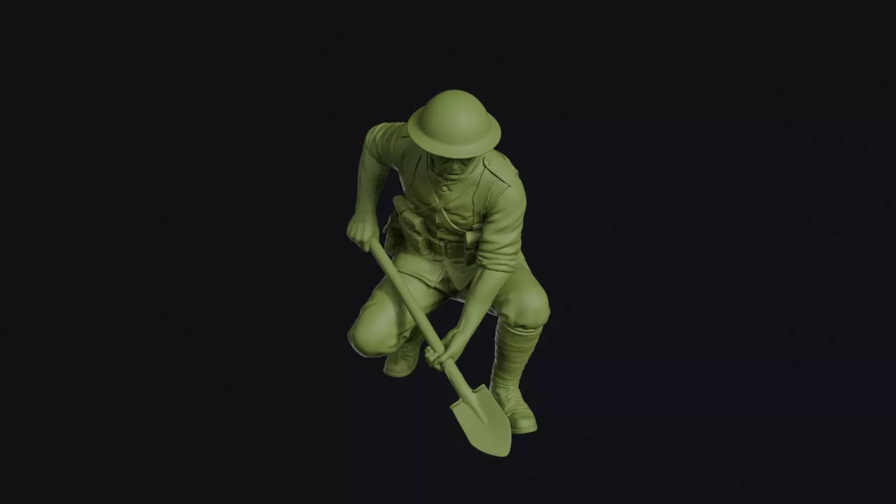 British Tunneller Clay-Kicking with a Spade 3D print model