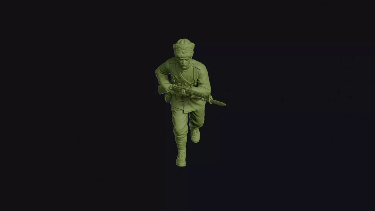 Balkan Wars Bulgarian Infantryman Charging with Fixed Bayonet 3D print model