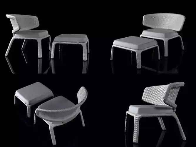 Seashell lounge chair and footstool