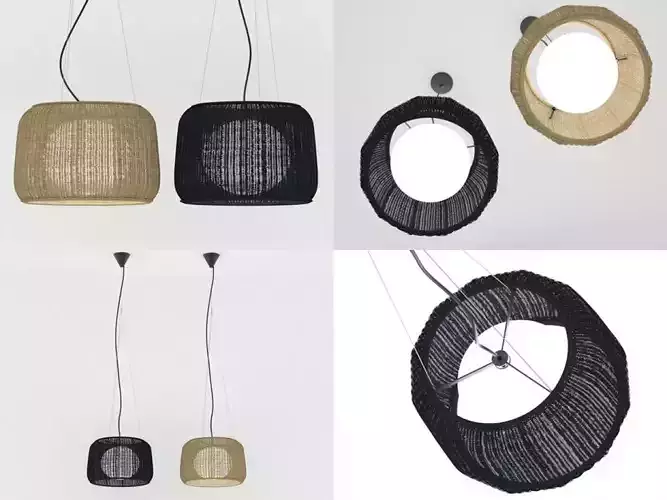 Fora four rattan hanging lamps 3D model