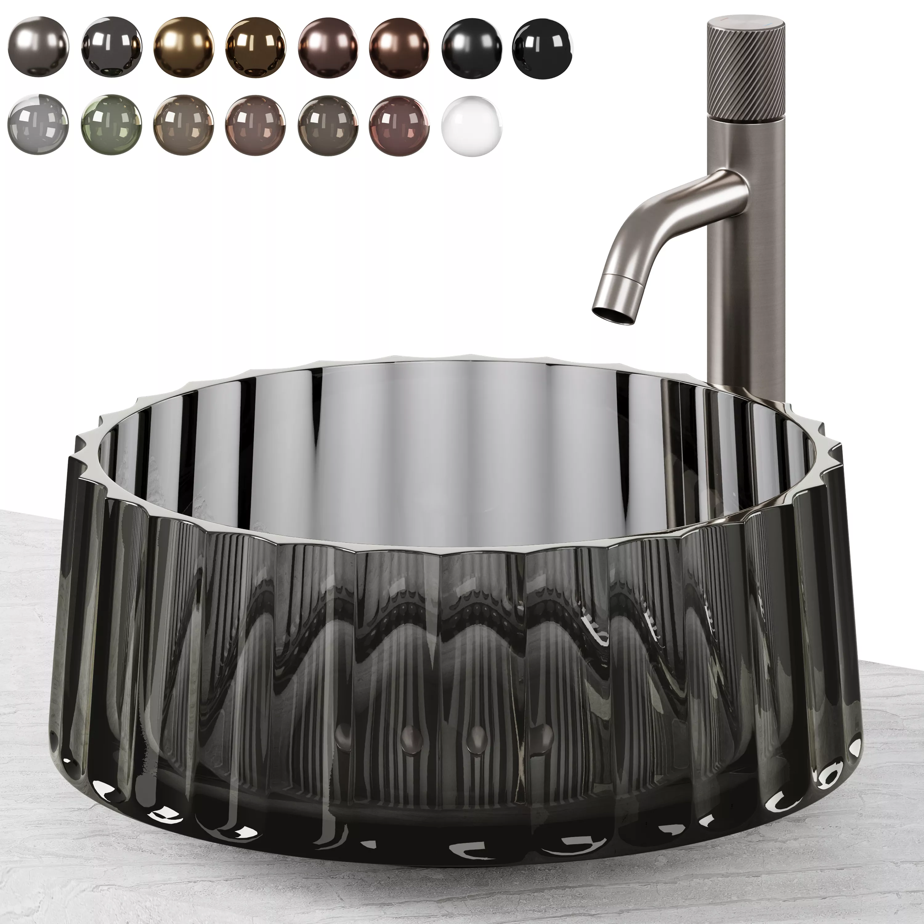 Round ribbed countertop sink Glow by Boheme 3D model