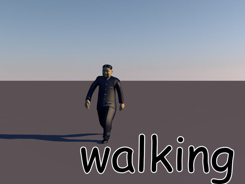 kim jong un animated dance walking running 3D model_5