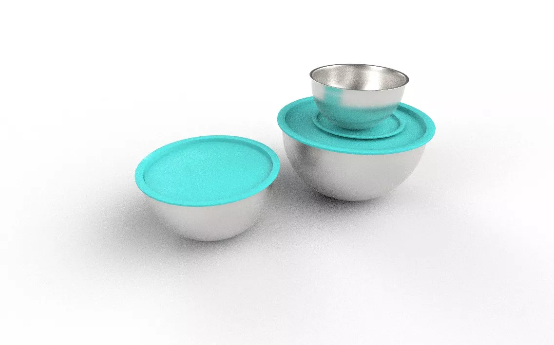 Stainless Steel Mixing Bowls M01 Low-poly 3D model