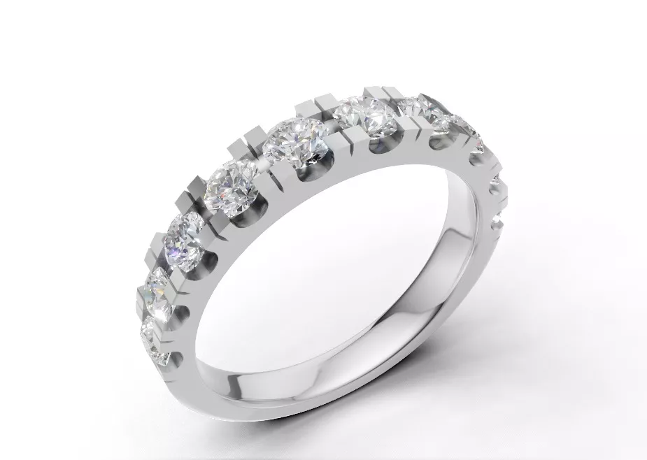 Half Diamond Band Ring 3d Model Free 3D print model