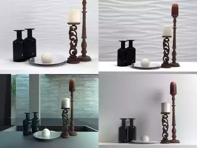 Candle set 02 3D model